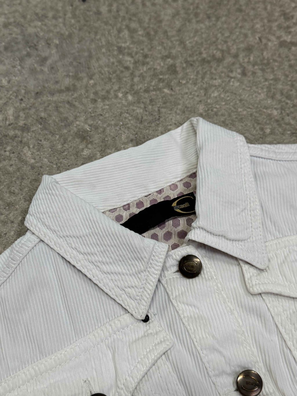 2000S JUST CAVALLI WHITE  CROPPED DENIM  JACKET