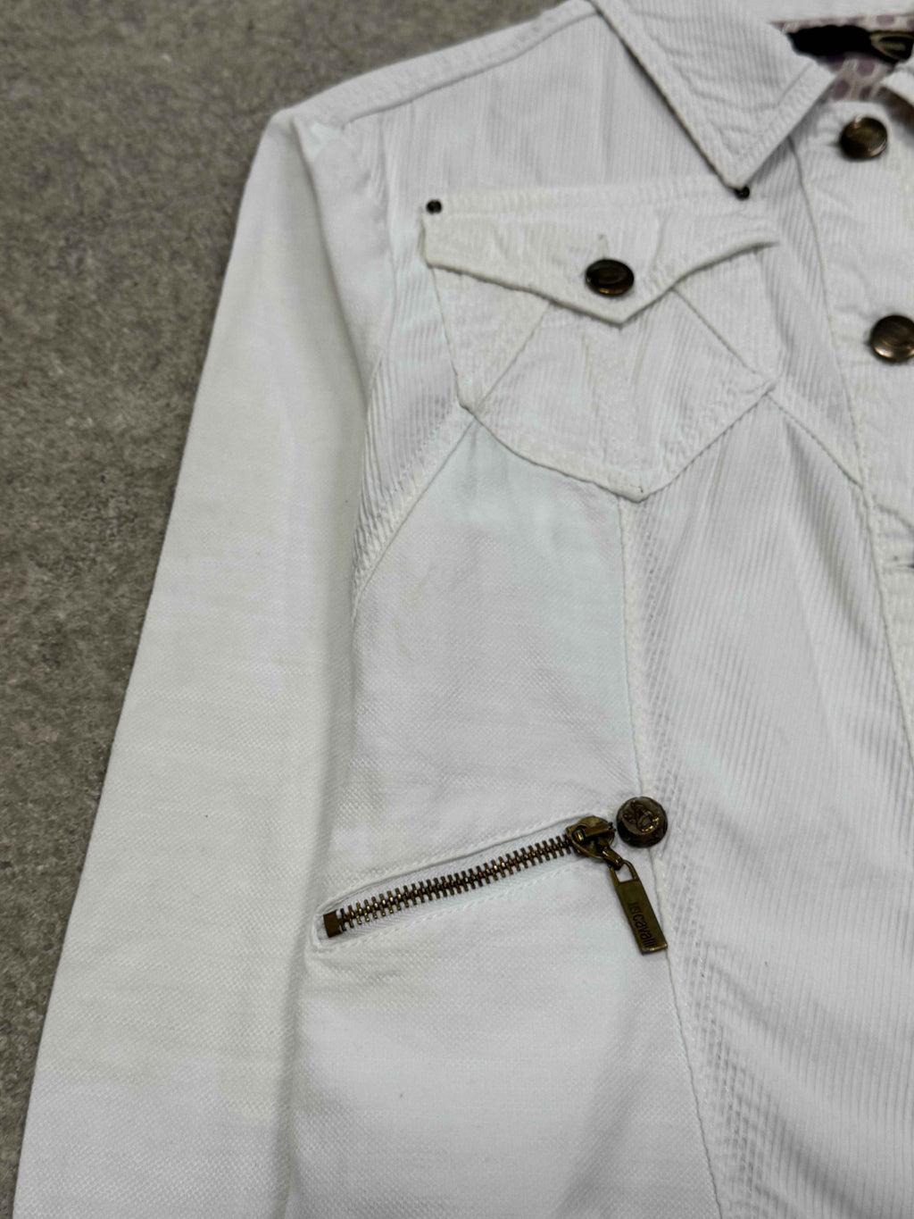 2000S JUST CAVALLI WHITE  CROPPED DENIM  JACKET