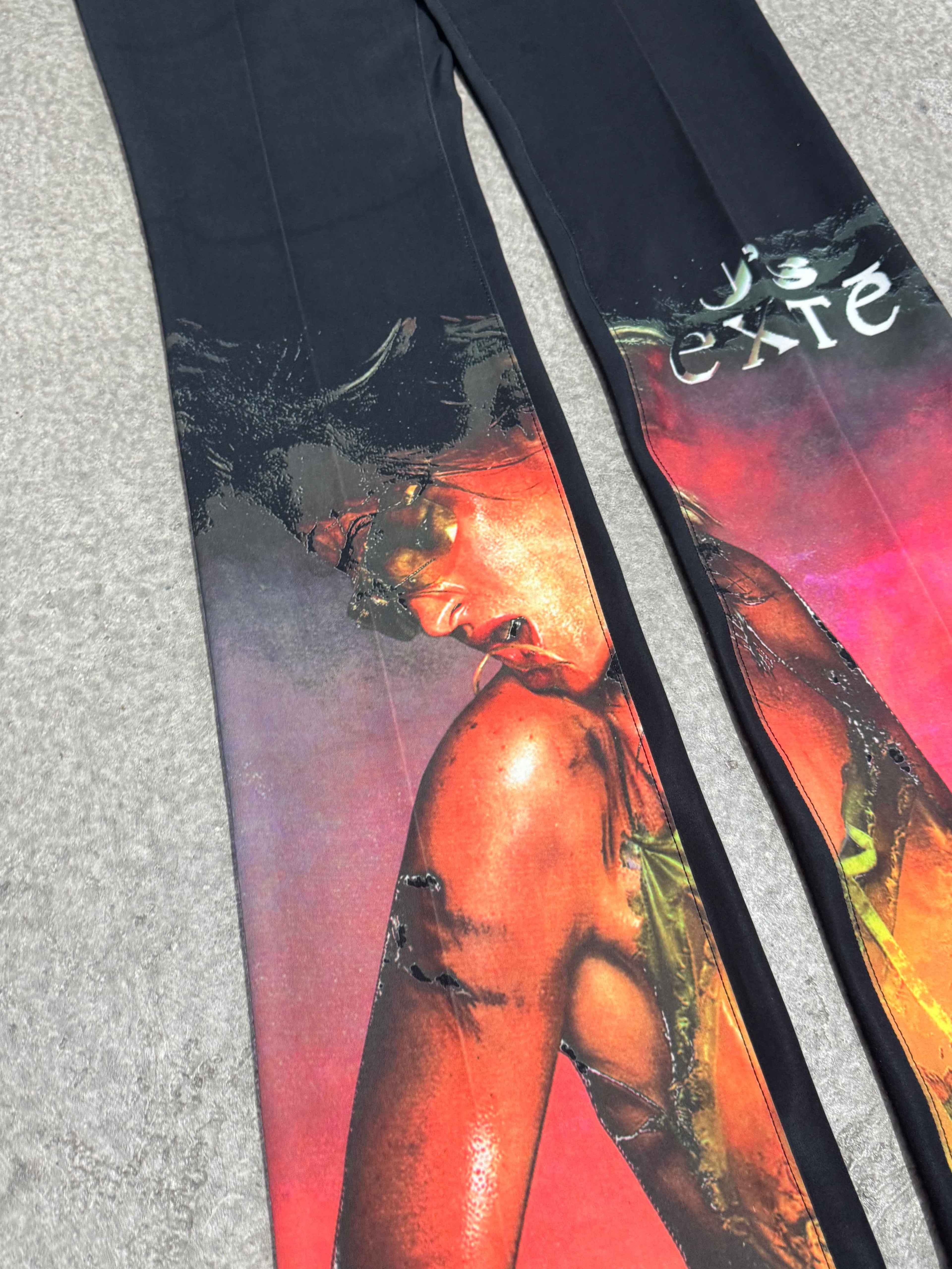 J'S EXTE DIOR SS01 PRINT GISELE BÜNDCHEN CONVERTIBLE ZIP-WAIST PANTS