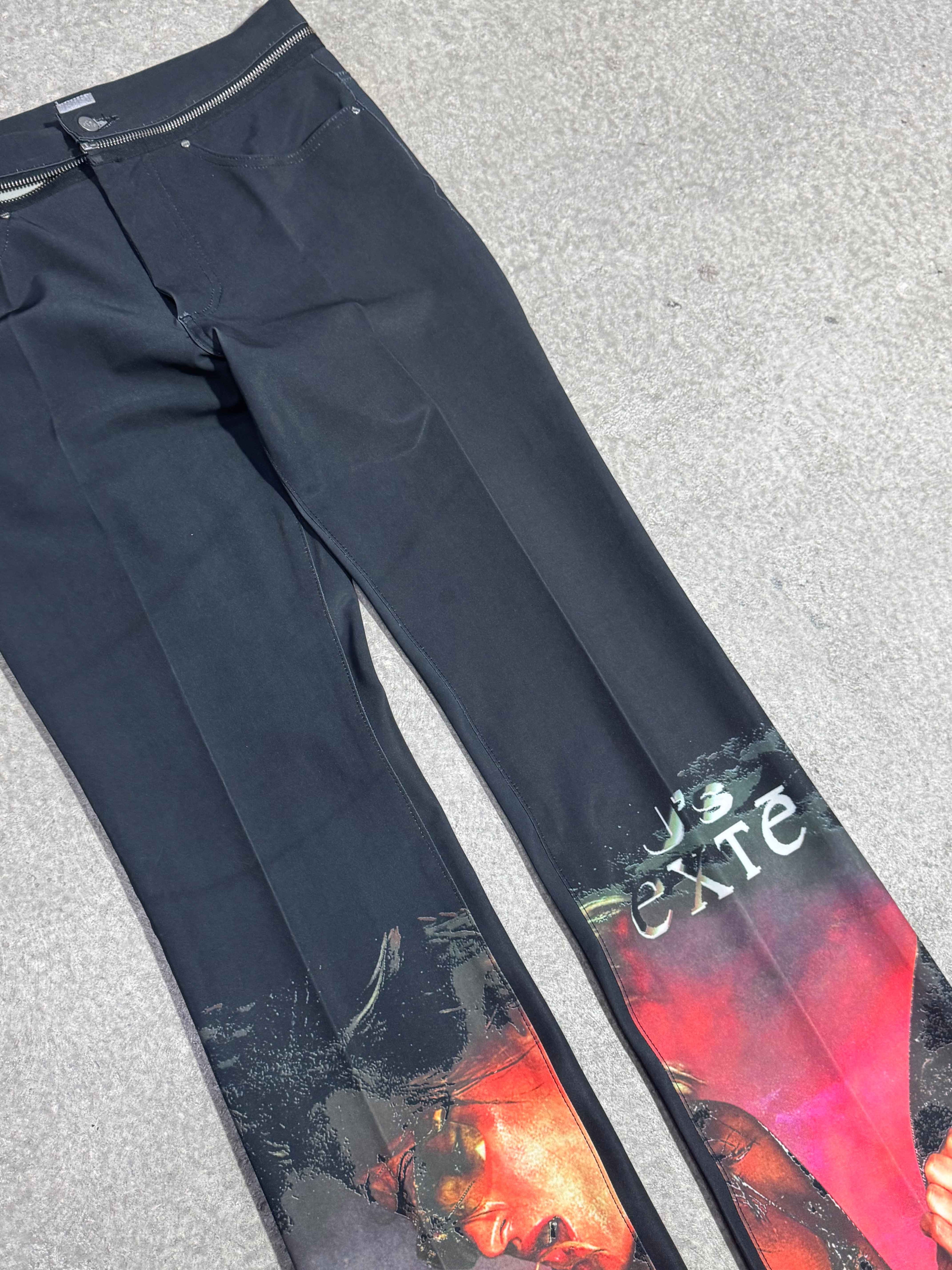 J'S EXTE DIOR SS01 PRINT GISELE BÜNDCHEN CONVERTIBLE ZIP-WAIST PANTS