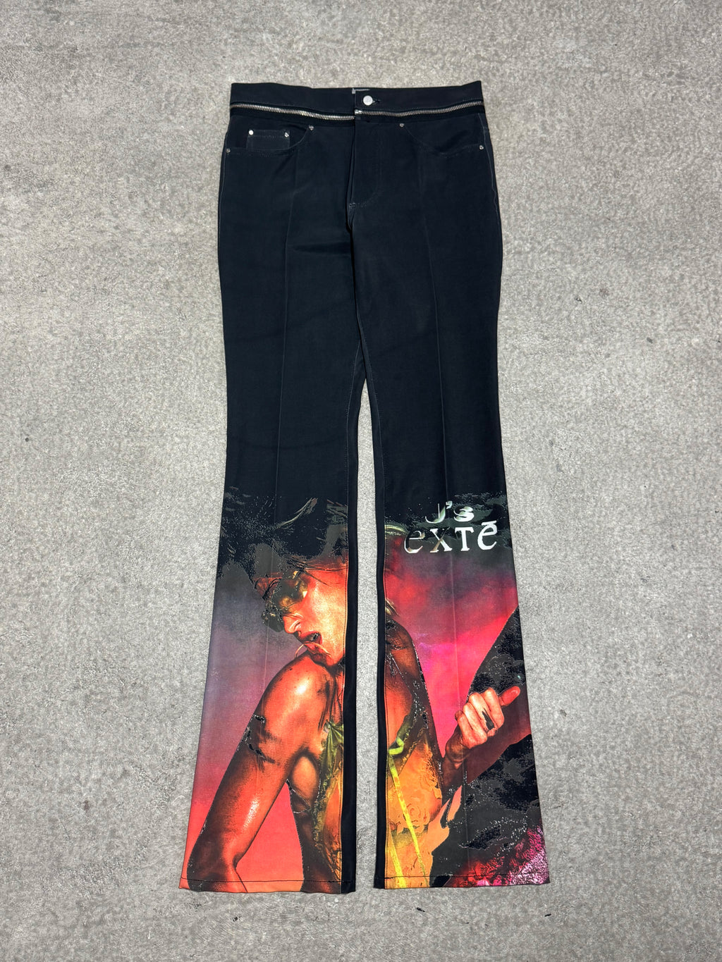 J'S EXTE DIOR SS01 PRINT GISELE BÜNDCHEN CONVERTIBLE ZIP-WAIST PANTS