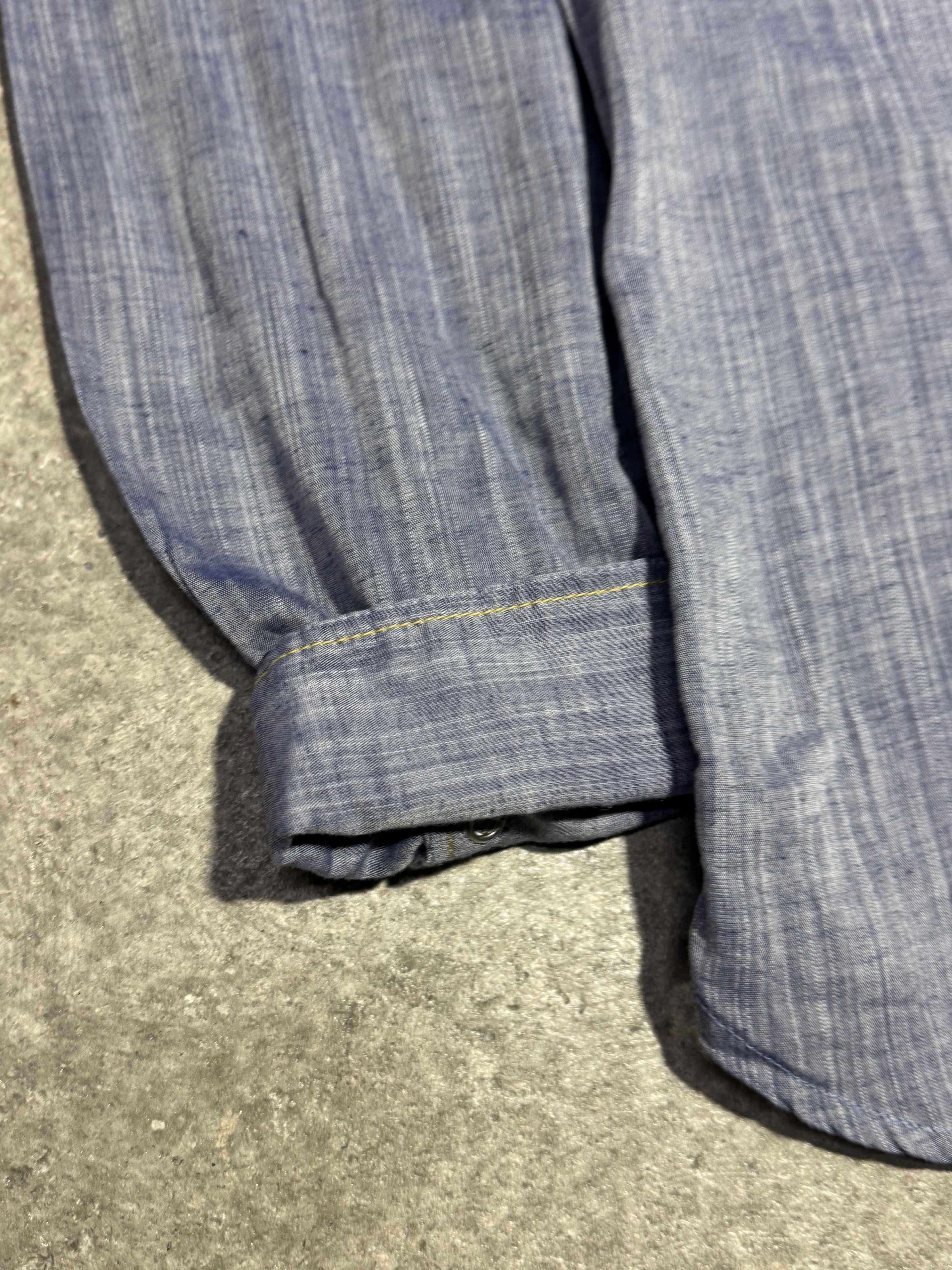 KAPITAL WESTERN CHAMBRAY SNAP BUTTON SHIRT BLUE