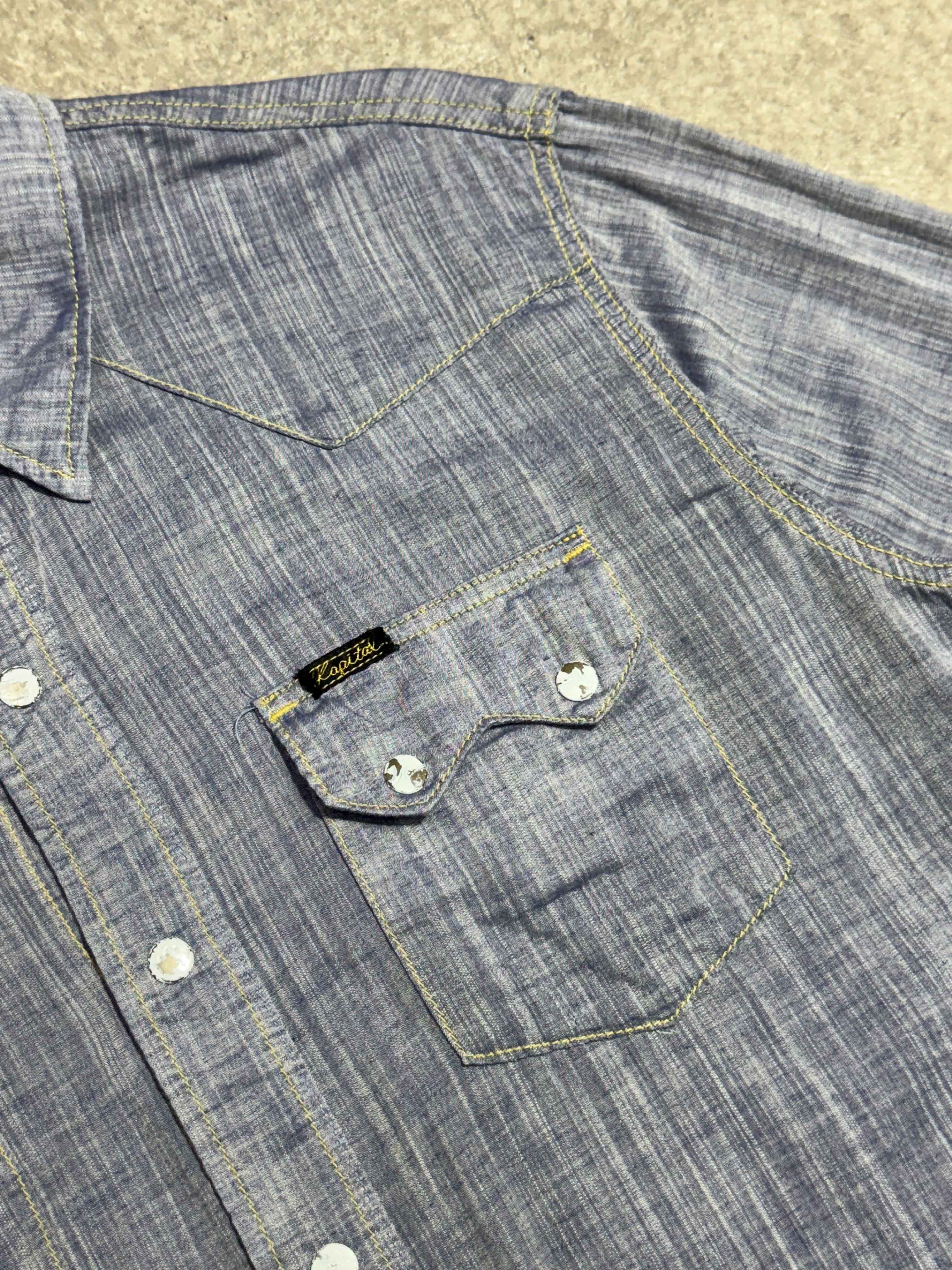 KAPITAL WESTERN CHAMBRAY SNAP BUTTON SHIRT BLUE