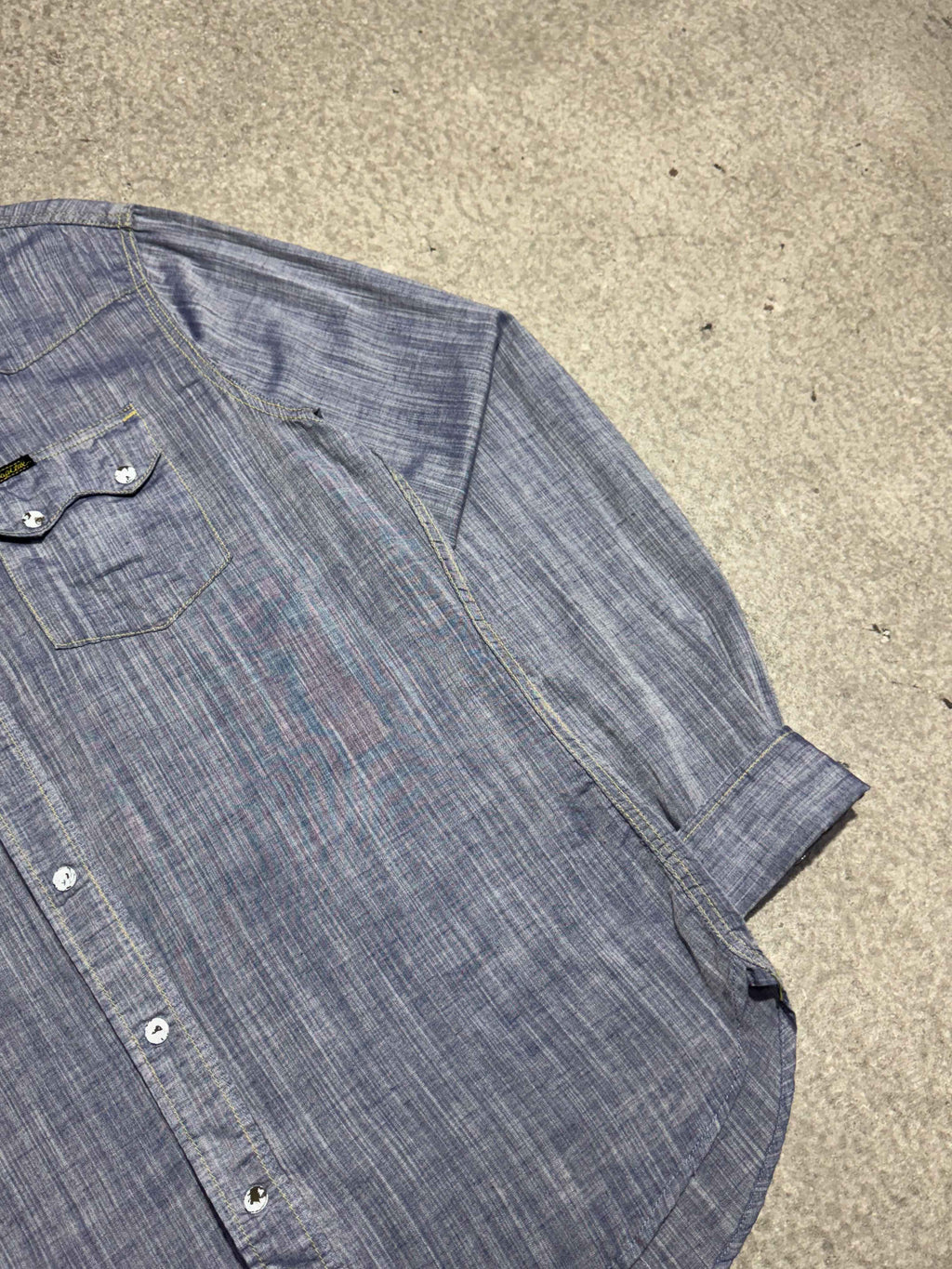 KAPITAL WESTERN CHAMBRAY SNAP BUTTON SHIRT BLUE