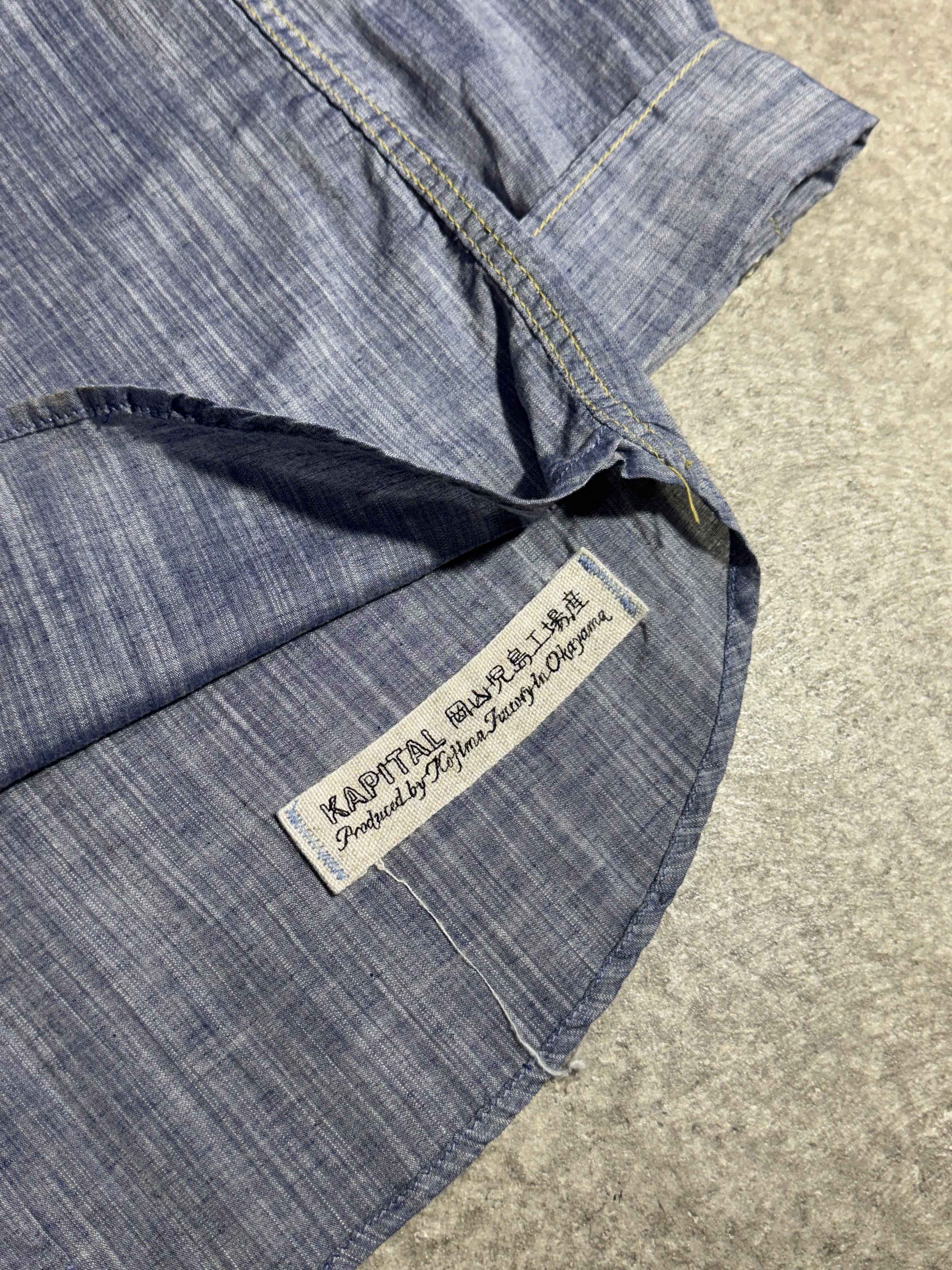 KAPITAL WESTERN CHAMBRAY SNAP BUTTON SHIRT BLUE