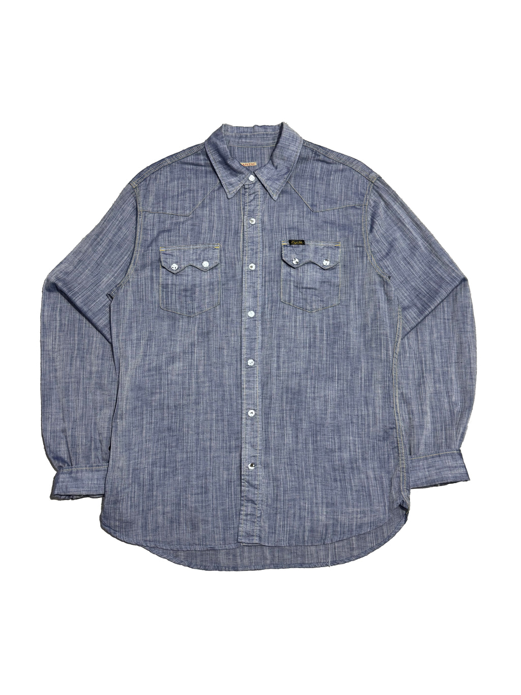 KAPITAL WESTERN CHAMBRAY SNAP BUTTON SHIRT BLUE