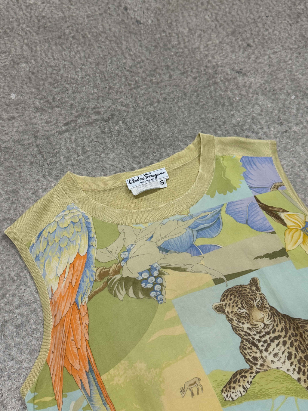 90S SALVATORE FERRAGAMO SILK TIGER TANK TOP