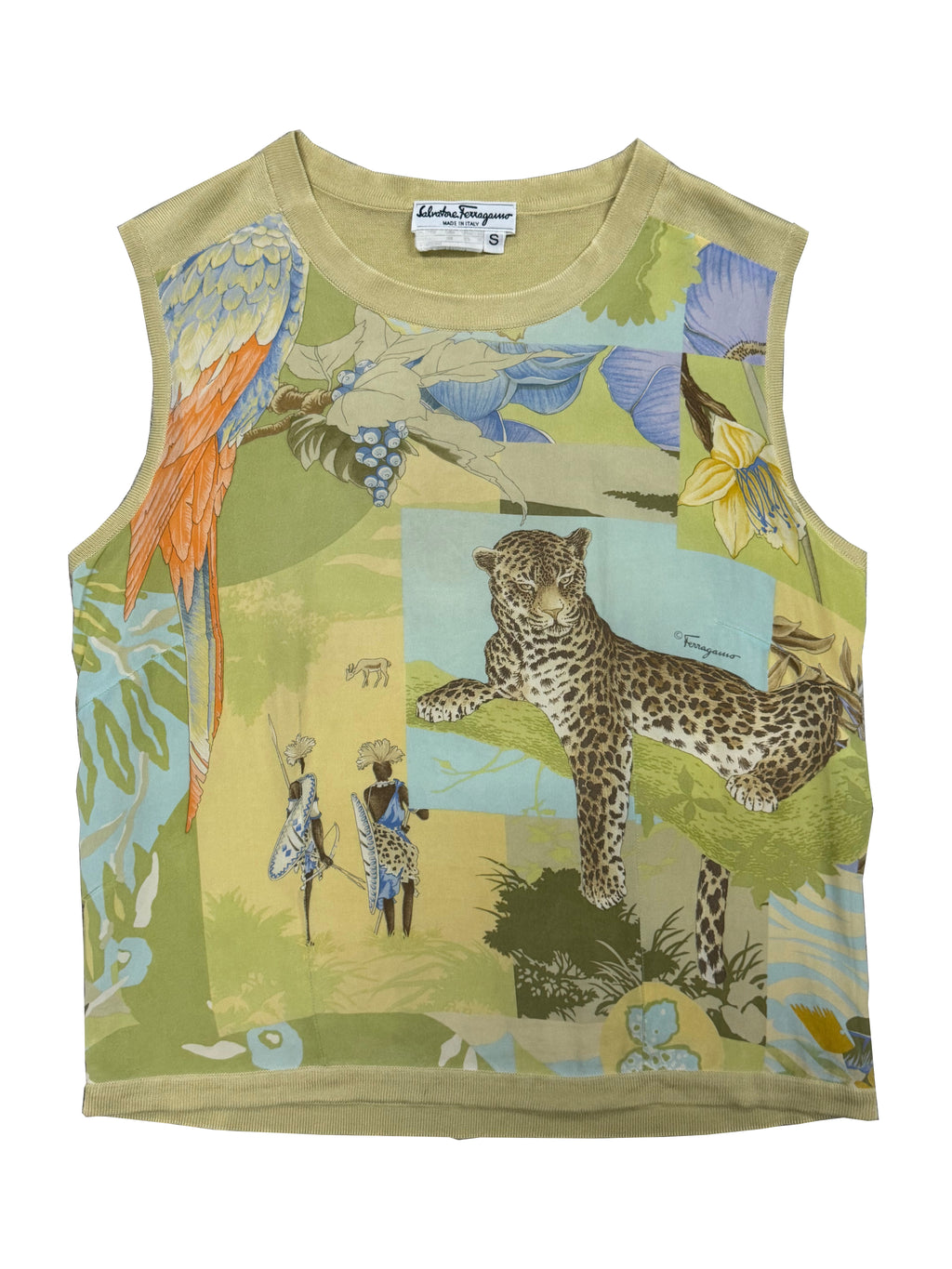 90S SALVATORE FERRAGAMO SILK TIGER TANK TOP