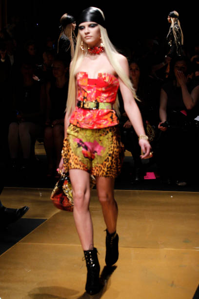 VERSACE H&M FW 2011 SILK VERSACE HEAD SKIRT